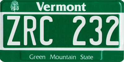 VT license plate ZRC232