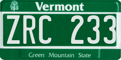 VT license plate ZRC233