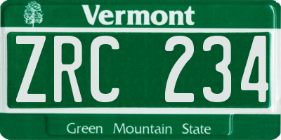 VT license plate ZRC234
