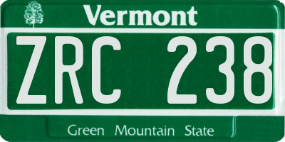 VT license plate ZRC238