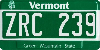 VT license plate ZRC239