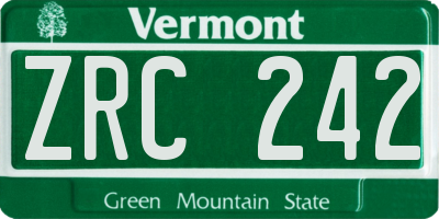 VT license plate ZRC242