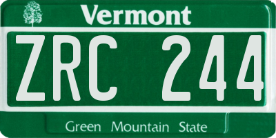 VT license plate ZRC244