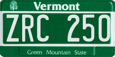 VT license plate ZRC250