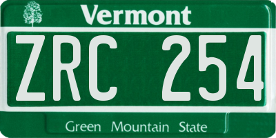 VT license plate ZRC254