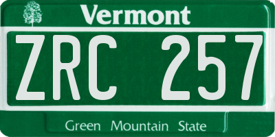 VT license plate ZRC257