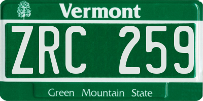 VT license plate ZRC259