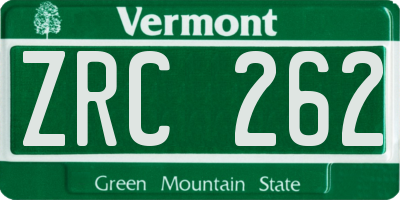 VT license plate ZRC262