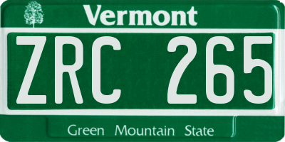 VT license plate ZRC265