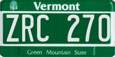 VT license plate ZRC270