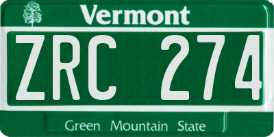 VT license plate ZRC274