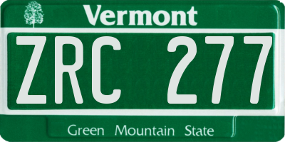 VT license plate ZRC277