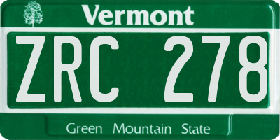 VT license plate ZRC278
