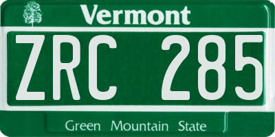 VT license plate ZRC285
