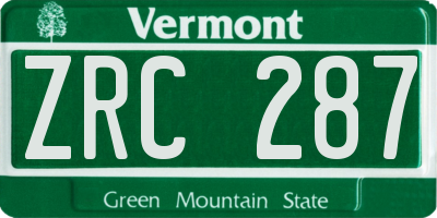 VT license plate ZRC287