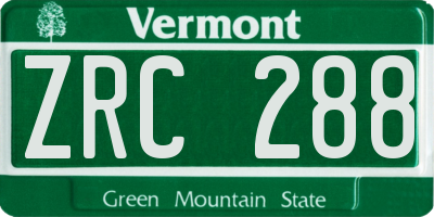VT license plate ZRC288