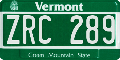 VT license plate ZRC289