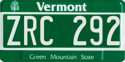 VT license plate ZRC292