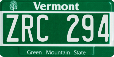 VT license plate ZRC294
