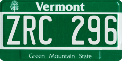 VT license plate ZRC296