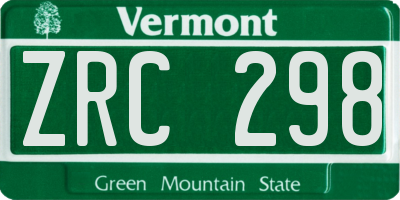 VT license plate ZRC298