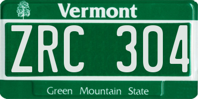 VT license plate ZRC304