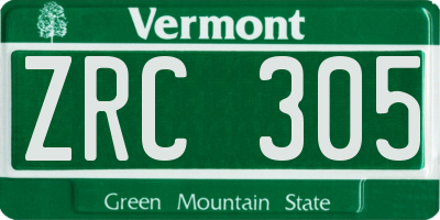VT license plate ZRC305