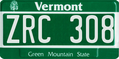 VT license plate ZRC308