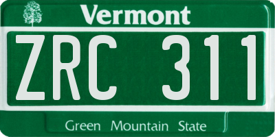 VT license plate ZRC311