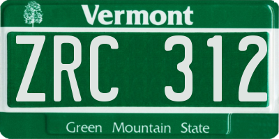 VT license plate ZRC312