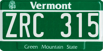 VT license plate ZRC315