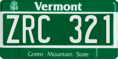 VT license plate ZRC321