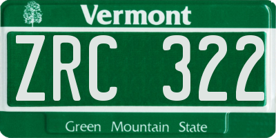 VT license plate ZRC322