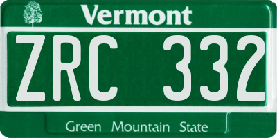 VT license plate ZRC332