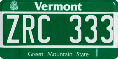 VT license plate ZRC333
