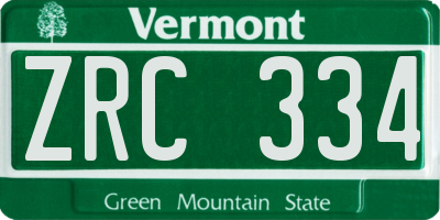 VT license plate ZRC334