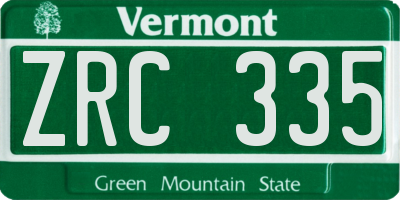 VT license plate ZRC335