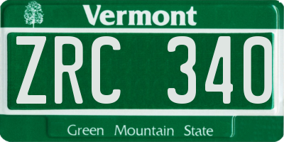 VT license plate ZRC340