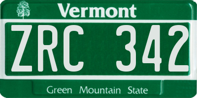VT license plate ZRC342