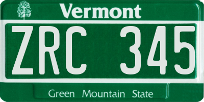 VT license plate ZRC345