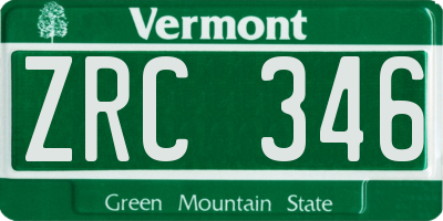 VT license plate ZRC346