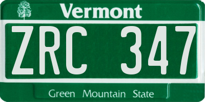 VT license plate ZRC347