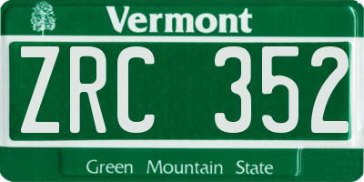 VT license plate ZRC352
