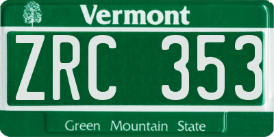 VT license plate ZRC353