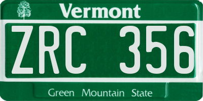 VT license plate ZRC356