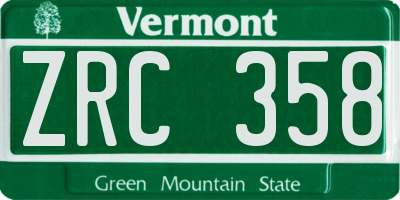 VT license plate ZRC358