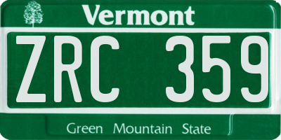 VT license plate ZRC359