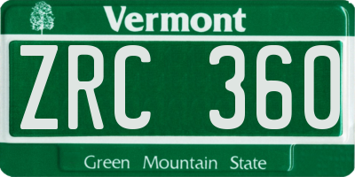 VT license plate ZRC360