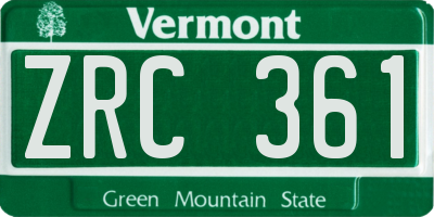 VT license plate ZRC361
