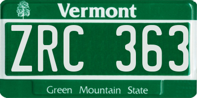 VT license plate ZRC363